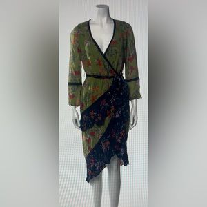 Love Sam Green and Black Floral Long Sleeve Dress